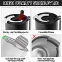 2 Pack Flip Straw Replacement Lids40 OZ Tumbler Lid Replacement for Stanley Quencherwith 2 Straws, Dual Drinking Outlets, Compatible with Stanley Cup Accessories Spill Proof Tumbler Lids for (black)