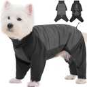ROZKITCH Fleece Dog Coats for Medium Dogs, Warm Waterproof Pet Winter Coat, Fullbody Clothes Jumpsuit, Cold Weather Coat Pajamas, Four-Legged Snowsuit with Leash Hole Grey M