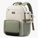 LOVEVOOK Laptop Backpack for Women with Pouch Pocket for Large Capacity Cup,15.6 Inch Laptop Computer Bag Travel Backpack Purse,Waterproof Work College Teacher Bags,White-Bean Green-Dark Olive Green