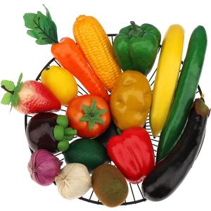 16 Pcs Fake Vegetables,Realistic Artificial Vegetable and Fruits for Decoration,Fake Veggies Garlic Eggplant Bell Peppers Props Display