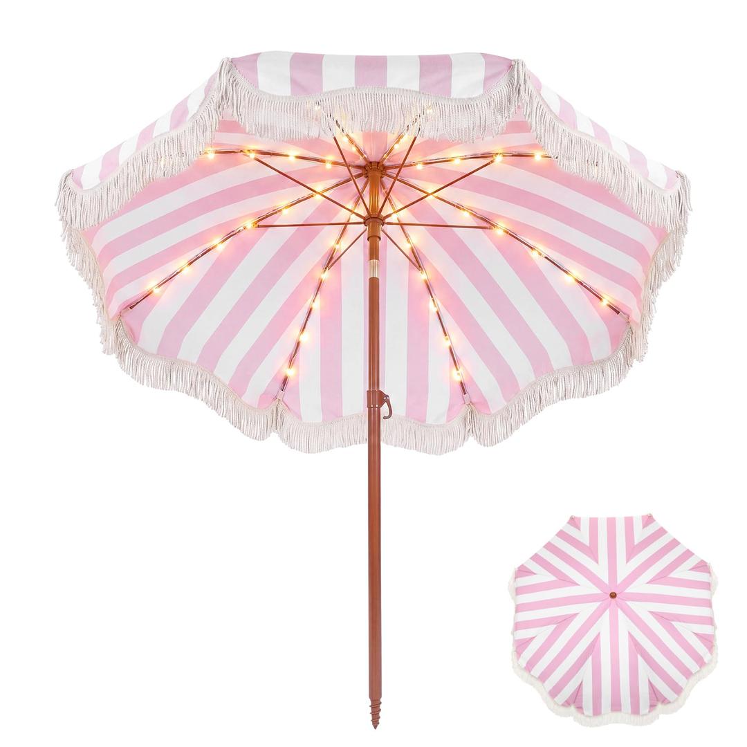 Sunnymove 6ft Boho Patio Umbrella with Fringe 7 ft Height
