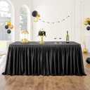 Leegleri Black Polyester Table Skirt for Rectangle Tables 8ft, Wrinkle Resistant Pleated Ruffle Table Cloth for Banquet,Wedding,Trade,Baby Shower,Display Gift Dining Table(Tablecover Not Include), 108inch(L)×30inch(H)