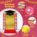 6 Pcs Large Class of 2026 Graduation Door Decoration with Red Carpet Graduation Cap Door Banner Grad Porch Sign Gold Foil Fringe Backdrop Curtain for High School College Party Decor(Red)