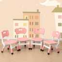 4 Piece Kids Chair Set 3 Levels Adjustable Stackable Kids Chairs Ideal for Playrooms, Schools, Daycares and Homes Washable and Easy to Clean Max Weight 220LB(Pink 4Piece Set)