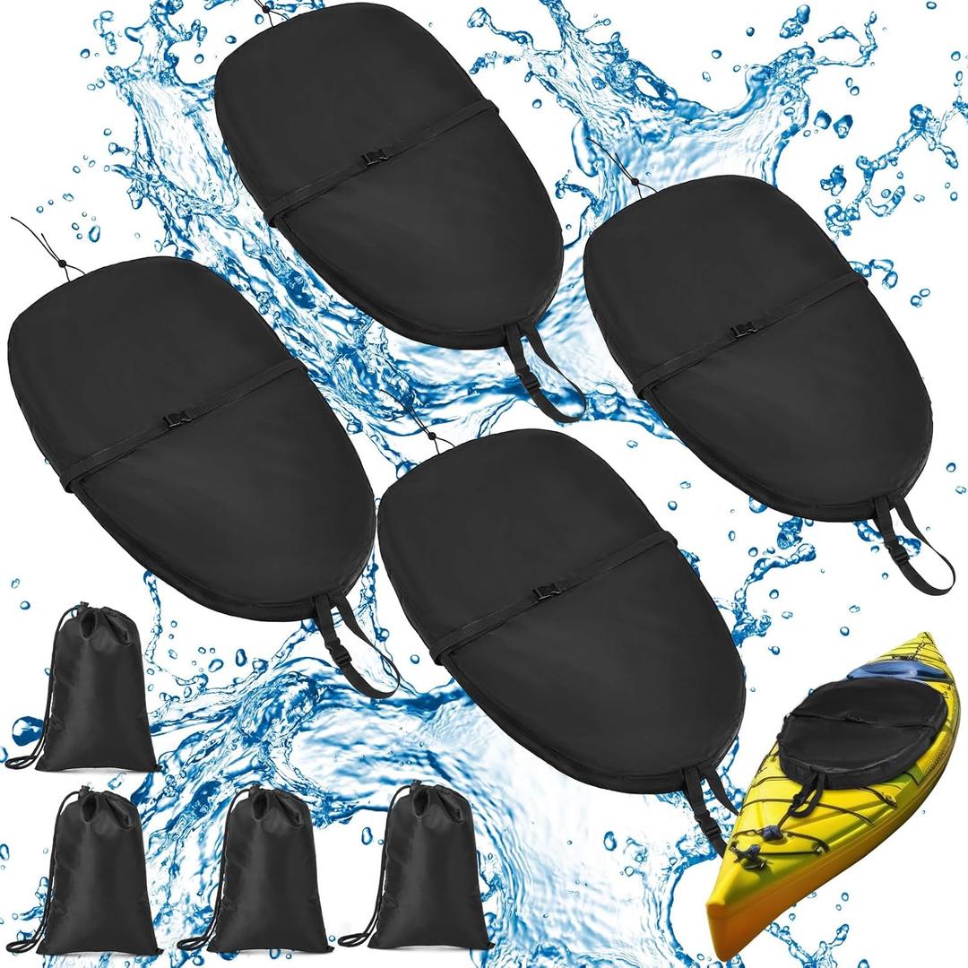 Kayak Cockpit Cover with Adjustable Fixing Strap, 420D Waterproof UV Dust Resistant Oxford Finishing Boat Canoe Seat Cover Protector Accessory for Outdoor Storage,4 Sizes
