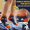 Welwoos Kids Boys Ankle Socks No Show Low Cut Funny Cute Cartoon Novelty Cotton Socks 6 Pairs