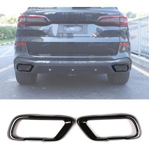 LLKUANG Stainless Car Tail Muffler Exhaust Pipe Output Cover for BMW X5 G05 X6 G06 X7 G07 2019-2024(Suitable For M Sports Version) (Black)