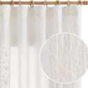 jinchan Boho Curtains for Bedroom White Vintage Floral Farmhouse Curtains 84 Inches Long Linen Blend Drapes for Living Room Embroidered Light Filtering Drapes Rod Pocket Off White 2 Panels (50"W x 84"L (Pack of 2), Floral| Off White)
