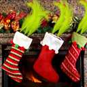 15.7 Inch Christmas Tree Topper - 24 Pcs Green and Red Tree Picks with Decorative Balls - Whimsical Xmas Decor for Holiday Party & Home Decor