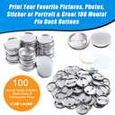 300 Pieces Blank Button Making Supplies Round Badge Button Parts Metal Button Pin Badge Kit for Button Maker Machine, Including Metal Shells Back Cover and Clear Film (Tinplate, 1.46 Inch)