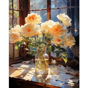 HITO Flower Paint by Number for Adults-Floral Paint by Numbers for Adults Beginner, Flowers Paint by Numbers for Gift Home Wall Decor (Flowers, 16x20 inch)