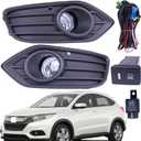 One Set Fog Light Lamps Compatible With Honda HR-V HRV 2019-2022 With Covers + Switch + Brackets + Wiring Kit Replaces 71105T7AJ10 71106T7AJ10 71107T7AJ00 71108T7AJ00 (Halogen)