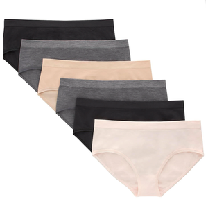 Hanes Tween Girls Underwear, Seamless Girls Panties, Boyshort & Hipster, Assorted Colors, 6-Pack (Large, Ivory/Beige/Grey/Black - 6 Pack)