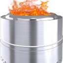 20'' Smokeless Firepit,304 Stainless Steel Outdoor fire Pit,Smokeless Fire Pits for Outside with Carry Bag for Camping Backyard, Fire Pit Wood Burning Stove (Solid, Silver)