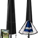 Patio Umbrella Cover Waterproof, Patio Parasol Covers with Zipper for 7ft to 11ft Outdoor Garden Market Umbrellas Windproof Anti-UV Protective Cover (Black)(Fit Market Umbrella 7ft-11ft)