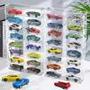 1/64 Scale Toy Cars Display Case for Matchbox Hot Wheels Hold 32 Toy Cars Storage Case Organizer Box Wall Display Clear Model Car Case Holder Container Shelf 6.5 X 7.5 X 1.6 Inch 4 Pack