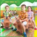 3 Pack Inflatable Bouncy Horse Hopper Jumping Horse Toys for Kids Indoor Outdoor Activity Ride, 3 Styles