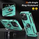 2 x IKAZZ for iPhone 15 Pro Max Case 6.7 Inch with Screen Protector,Military Grade Shockproof Heavy Duty Protective Phone Cover Pass 16ft Drop Test with Magnetic Kickstand Car Mount Holder,Turquoise