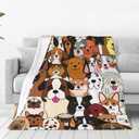 Kids Cute Dogs Puppies Print Cartoon Throw Blanket for Boys and Girls 60"X50" Blanket with Dogs on It Suitable for All Season