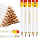 Crtiin 50 Pcs Wedding Pencils for Bridal Shower Mini Half Golf Game Pencils with Eraser 4 Inch Short Pocket Pre Sharpened for Wedding Presents, Classroom, School(White)