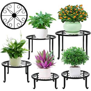Metal Plant Stand 5 Pack Plant Stands for Indoor Outdoor Plants Multiple Heavy Duty Flower Pot Stand Holder Rustproof Iron Round Plant Shelf for Planter Outdoor Plant Stand for Patio & Garden Dcor
