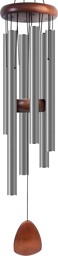 Large Aluminium Wind Chimes 37 Inches to Create a Zen Atmosphere Suitable for Outdoor, Garden, Patio Decoration. Classic Wind Chimes with Wind Catcher Suitable as A Gift for Unisex,Silver Grey