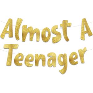 Pre-Strung 12th Birthday Gold Glitter Banner - 12th Birthday and Anniversary Decorations for Boys and Girls - Party Supplies and Gifts