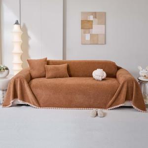 Sherpa Fleece Couch Cover for 3 Cushion Sofa, Brown, 71" x 134" - Pet Proof Sofa Covers Heavy Duty Scratch Resistant Pet Friendly Furniture Cover - Easy Install, Machine Washable