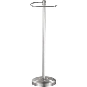 Brushed Nickel Toilet Paper Holder Free Standing, 25" H 304 Stainless Steel Toilet Paper Stand for BathroomWeighted Base Floor Tissue Roll Holder,Toilet Roll Stand