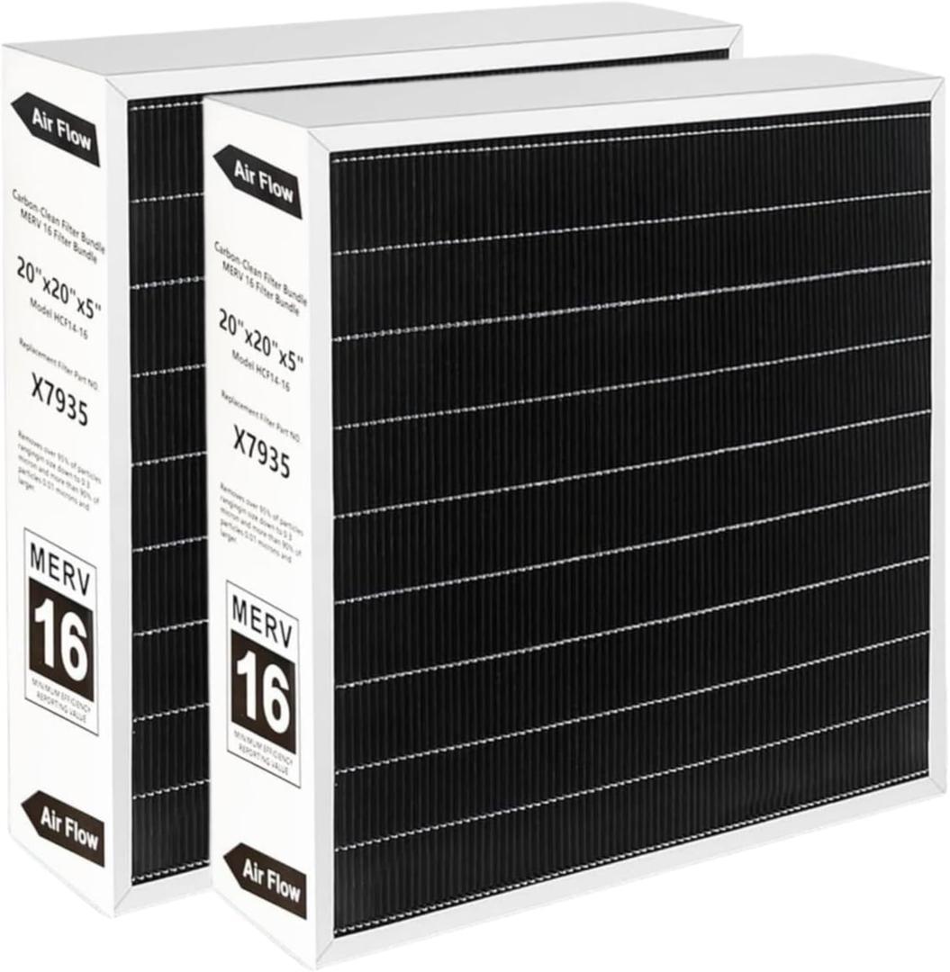X7935 20x20x5 MERV 16 Furnace Air Filter Replacement with Lennox X7935 Filter Model HCC14-23 and Honeywell FC100A101 And FC200E1011, 2Packs