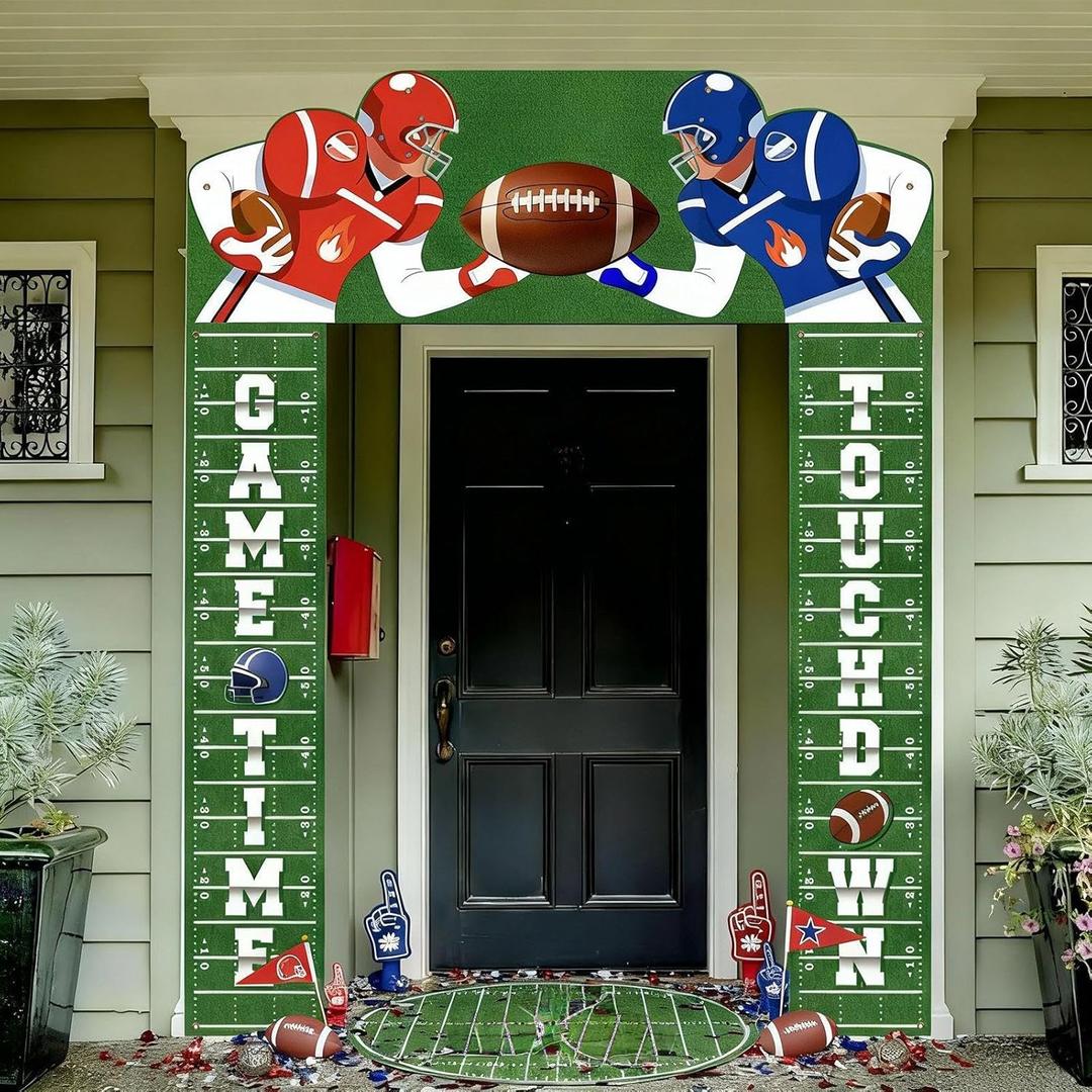 Gilprop 3 Pcs Football Party Decorations Porch Sign Banner Football Welcome Door Cover Banner for Birthday Decoration Party Favors Sports Game Theme Hanging Decor Indoor Outdoor