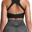 Aoxjox Women's Workout Sports Bras High Impact Fitness Training Gym Khloe Bra Yoga Crop Tank (Large, Black)