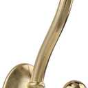 HASWARE 6 PCS Double Prong Robe Hook, Large Dual Coat Hooks with 12 Pieces Screws Wall Mounted Hooks Robe Antique Hooks Hangers Heavy Duty for Home Coats Hat Clothes Hanger Towel Keys (Bright Brass)