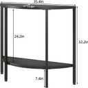 Console Table 2 Tier Narrow Entryway Table with Storage,Half Moon Sofa Couch Table with Metal Frame,Wooden Accent Side Coffee Table for Living Room/Hallway or Small Spaces,Black, 35.4"D x 11.8"W x 32.2"H