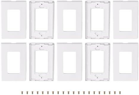 Ciuouient 6Pcs 80301-SW Screwless Wallplate/Wall plate Compatible with 1-Gang Decora Plus Wallplate Screwless Snap-On Mount(6Pack White,with mounting base screws)