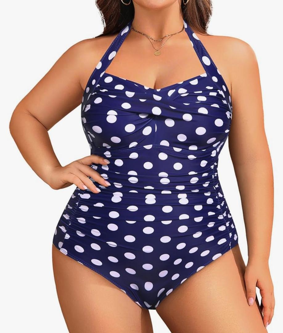 Yonique Plus Size Bathing Suit for Women One Piece Swimsuit Tummy Control Halter Tops for Women Swimwear, 20W