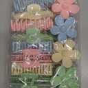 Large Hair Claw Clips 12 Pack, Flower Hair Clips for Thin Hair, Big Square Matte Strong hold for Thick Hair, 3 Styles Hair Clips for Women Thick Hair 4 Colors (Blue, Pink, Khaki, Green)