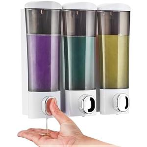 Shampoo and Conditioner Dispenser Wall Mounted - Modunful No Drill Shower Shampoo Holder for Bathroom Hotel & Home Use | Large Capacity White