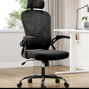 Synoroa Ergonomic Office Chair, Home Office Desk Chair with Headrest, High Back Computer Chair with Armrests and Adjustable Lumbar Support for Home Office Study Room, Black & Dark Black