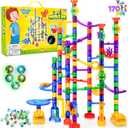 JOYIN 170Pcs Glowing Marble Run, Construction Building Blocks Toys with 5 Glow in The Dark Glass Marbles, STEM Educational Building Block Toy, Birthday Gifts, Easter Basket Stuffers