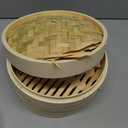 Handmade Steam Basket Bamboo Steamer 10 Inch, 2 Tiers Chinese Food Bamboo Steamers for Cooking, Steam Baskets Dumplings Vegetables Chicken Fish Rice, Reusable 2 Gauze Liners and Chopsticks
