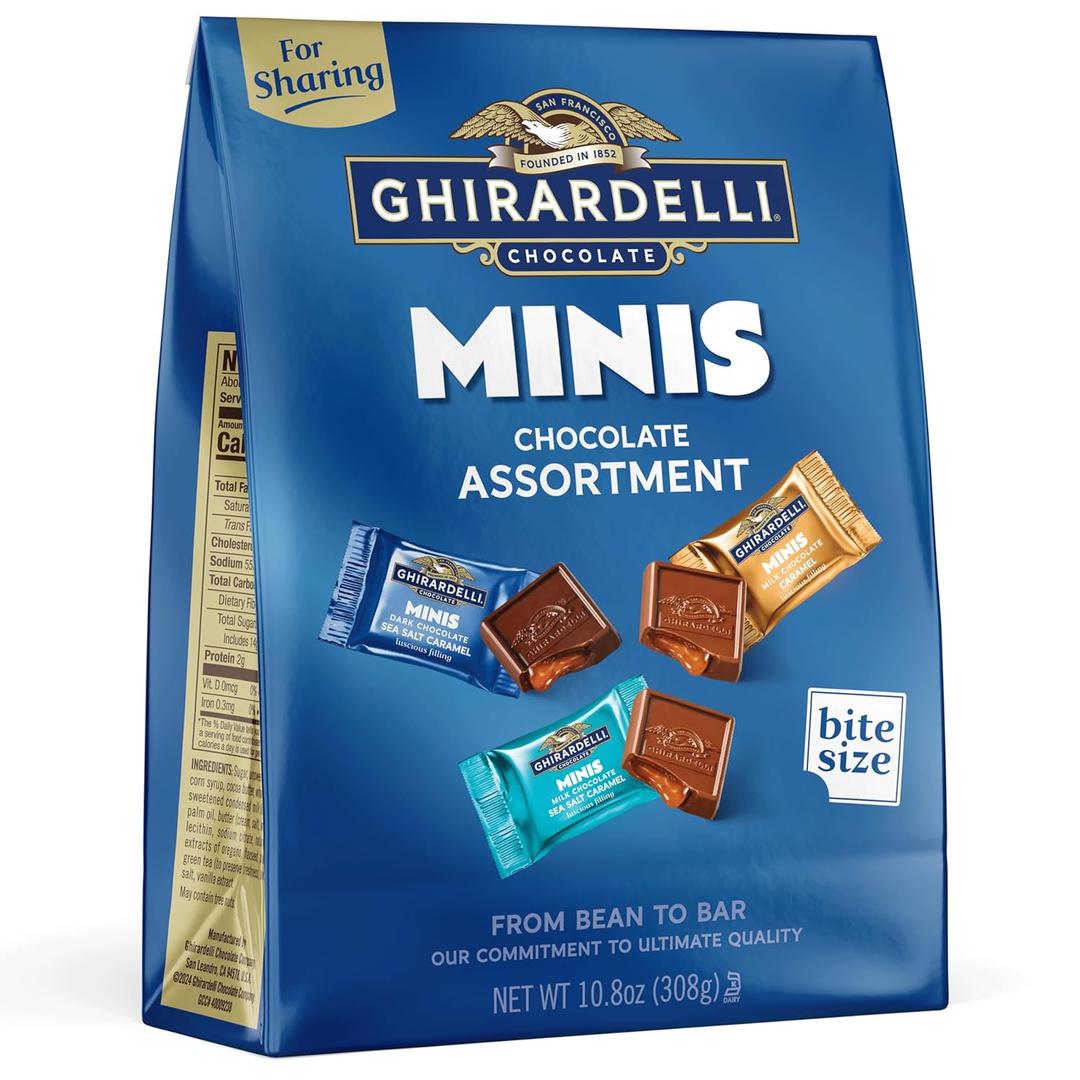 GHIRARDELLI Minis Chocolate Assortment, 10.8 oz Bag Premium Individually Wrapped Mini Chocolate SQUARES (EXP 07/31/26)