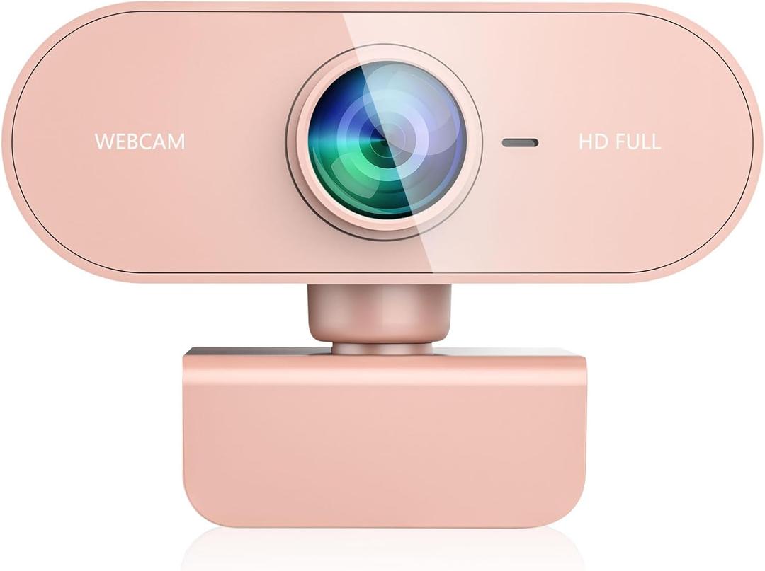 Webcam for pc with Microphone, Full Hd 1080P Pink Streaming Web Cam with Mic for Mac Laptop, Small Computer Camera for Desktop, Cheap Face Cam for Video Conference, Zoom, Microsoft Teams Meet