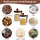 Sugar Bowl with Lid and Spoon,20 oz Sugar Container for Coffee Bar, Glass Coffee Canister, Airtight Food Storage Jar, Brown Sugar Container, Cereal Tea Salts Spice Jar (Flat)