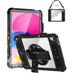 AICase for iPad (A16) 11th Generation 11 Inch 2025/iPad 10th Generation Waterproof Case 2022,Built-in Screen Protector Shockproof Drop Proof Protective Case with Pen Holder+Hand Strap+Kickstand