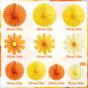 11PCS Paper Flowers Decorations for Wall Daisy Paper Fans Classroom Decoration Paper Orange Backdrop Decor Hanging Paper Fans for Birthday Baby Shower Indoor Spring Deco