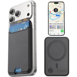 for MagSafe Wallet, Works with Apple Find My,4 Card Holder, Magnetic Phone Wallet for iPhone 17/16/15/14/13/12 Pro Max Air Plus Series, RFID Blocking Vegan Leather,Black