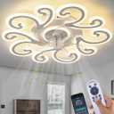 Remote-Controlled Ceiling Fan with Light, Modern Ceiling Fan with Lighting, Stepless Dimming with Color Temperature Adjustment, 6-Speed Settings, Suitable for Bedrooms and Living Rooms (White)