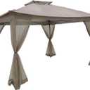 Elevon 11x11 FT Pop-Up Gazebo Tent with Netting, Instant Outdoor Canopy Shelter with UV Protection & Ventilation and 4 Side Walls for Commercial Events, Party, Backyard BBQ, Camping (Beige)