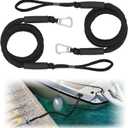 2 Pieces 6 Ft Boat Bungee Dock Lines with Stainless Steel Clip and Loop, Adjustable Bungee Anchor Line, Heavy Duty Boat Mooring Rope for PWC Kayak Jet Ski Pontoon Wave Runner (Black)